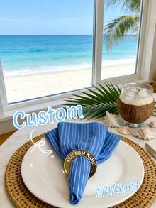 1/3/5Pcs Custom Acrylic Napkin Ring, Personalized With Your Name, Perfect For Weddings, Engagements, Holiday Gatherings, And Large Events, Adds A Stylish And Elegant Touch To Your Table, Ideal For Anniversaries, Birthdays, Christmas, New Year's, And Special Occasions. - Multicolor - View 9