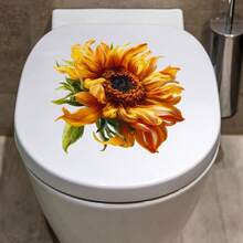 Waterproof Sunflower Toilet Decal Self-Stick Bathroom Tile Cover Decorative Stickers - Mocha Brown - View 5