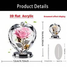 1/4个亚克力水晶玫瑰花装饰品，波西米亚风格，适用于客厅、卧室、办公室、咖啡厅、窗台、桌面装饰，可作为礼物送给朋友，也可作为情人节装饰，2D立体造型。 - 彩色 - 查看 7