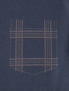 2pcs Men's Lightweight Short Sleeve Pajama Set, Short Sleeve & Pants, Men's Gray & Orange Plaid Print Loungewear Set