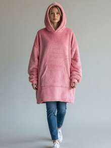 Maxi Sudadera de Felpa, Sudadera Afelpada Unitalla, Con Colores diferentes - Rosa - Ver 7