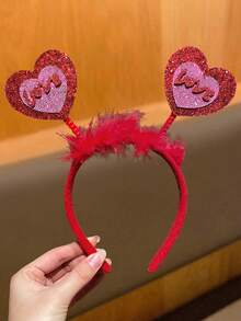 1/2/5件装女士发箍，时尚有趣，可爱，情人节发饰，红色心形，“LOVE”字母，圣诞节发箍，适合节日派对和正式场合，女士发饰，女士珠宝，送给她的礼物，发带，发箍，情人节缪斯头饰 - 紅色 - 查看 14