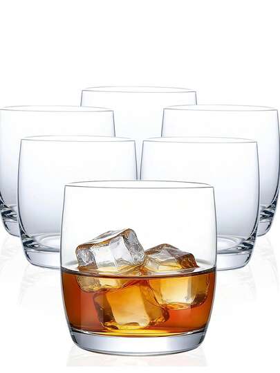 Whiskey Glasses Set Of 6, 12 Oz Crystal Rocks Glass, Old Fashioned Bourbon Glass For Cocktail, Scotch And Vodka For Men Women, Clear Lowball Short Glasses Drinking Set, Christmas Gifts