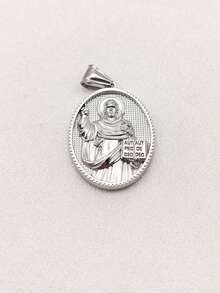 1pc Vintage Style Stainless Steel Multi-Element Portrait Pendant, Versatile DIY Jewelry Accessory - Silver - View 15