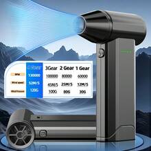 FOURQ Turbo Fan, Compressed Air Duster, Blower Compact, Lightweight, And Cordless For Portability Up To 130,000 RPM 4 Adjustable Speed Settings ABS Construction Type-C Charging Ideal For Home, Travel, Hair Salons, Cars, Computer Keyboards, And More A Thoughtful Gift - Black - View 3