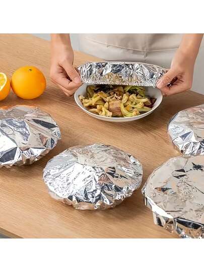 10/30/50 st, återanvändbart aluminiumfolielock, bordsskydd, köksfolie, håller sig varm och fräsch, skadedjursbeständig och dammtät, värmebeständigt material, lämplig för skålar, tallrikar och rätter, hållbar folie, hemmakockar