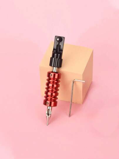 1pc Red Precision Carved Aluminum Alloy Tattoo Needle Holder (Fits Regular Tattoo Long Needles), Adjustable Tattoo Pen Tattoo Hand Needle 1pc + 1pc Wrench
