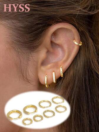 4 Pairs Small Gold Hoop Earrings For Women Men Hypoallergenic 14K Plated Stack Cartilage Huggie Earrings, Multiple Piercing Lightweight Mini Thin Cute Dainty Jewelry Set Gifts For Women 1.6mm Hoops 6mm 8mm 10mm