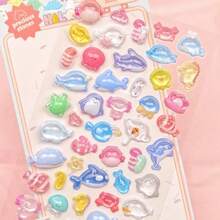 3D立体浮雕水晶海洋生物贴纸，儿童卡通手工教育奖励贴纸，手机相册贴纸装饰——礼品。家居装饰、派对装饰、生日礼物和各种节日礼物的完美之选，时尚美观。 - 彩色 - 查看 6