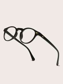 1 Cặp kính nam gọng tròn màu đen bằng nhựa PC, kiểu dáng đơn giản, cổ điển. - màu đen - Xem 4