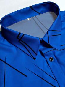 Men's Formal Party All-Over Print Long Sleeve Shirt - Royal Blue - View 4