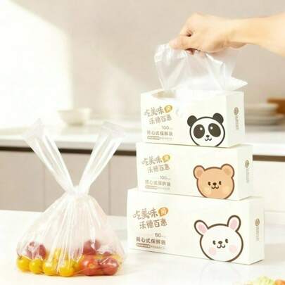 WORTHBUY Thicked Disposable Food Plastic Bag With Handle Fruit Vegetable Storage Bag Fridge Fresh-Keeping Bag Kitchen Packaging Bag