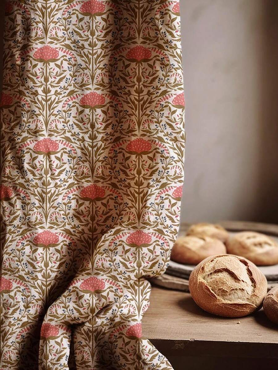 Pink Thistle Linen Curtain – William Morris StY1Le Floral Window Panel,  DR1apes700g Covering Fabric Curtains, Nordic Minimalist Fabric Home Door Curtains, Parion DE1corat Curtains - Rèm đơn - Xem 1
