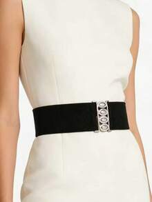 3pcs Metal Buckle Elastic Waist Belt Set For Women Dress - Multicolor - View 1