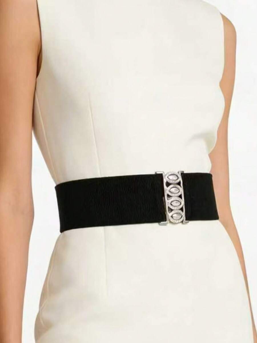 3pcs Metal Buckle Elastic Waist Belt Set For Women Dress - Multicolor - View 1