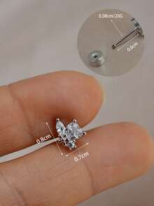 1 pieza Pendientes de botón chapados en oro de 18K, diseñados para oídos sensibles, pendientes de botón con corona de cobre, hoja y cruz de circonita, adecuados para cartílago de la oreja, hélix, trago, concha, lóbulo, daith, bajo contenido de alergia, 20G - Un par de pendientes de circonita redonda - Ver 14