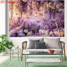 2D平面背景布，紫色花卉主题背景布，饰有灯笼、蝴蝶和花朵图案 - 优雅的摄影背景，适用于美容、派对和庆典 - 采用专业材料制成，无需电源，非常适合室内外活动、派对背景 | 优雅装饰 | 耐用面料，花卉装饰 - 多色 - 查看 5