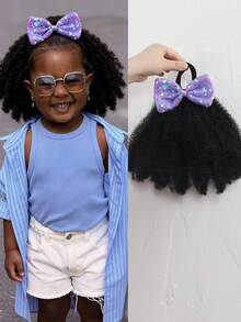 1pc Kids Marley Kinky Bulk For Hair Girl With Elastic Afro Puff Soft Hair Luxury Kids Hair Buns - Natural Black - View 13