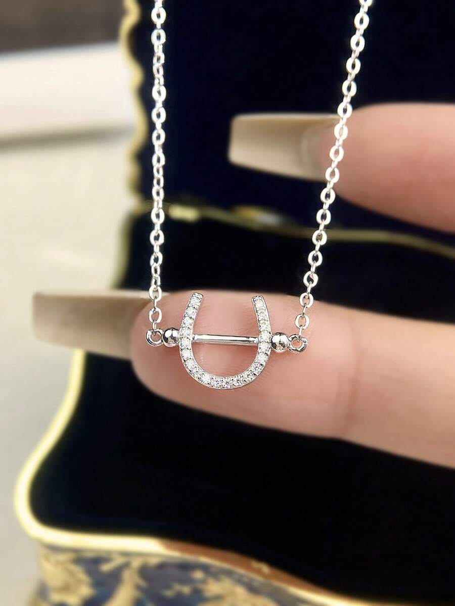 1 chiếc vòng tay hình móng ngựa chữ U độc đáo, bạc Sterling S925, vòng tay nữ tinh tế và quyến rũ, quà tặng trang sức tuyệt vời cho dịp Giáng sinh. - Vòng tay mozzarella hình móng ngựa hình chữ U - Xem 1