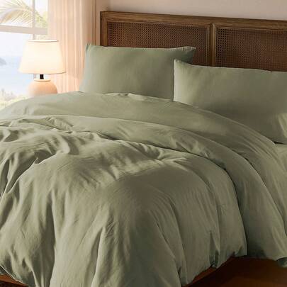 2or3pcs/Set 100% Cotton Army Green Plain Duvet Cover Set Reversible (1 Duvet Cover & 1/2 Pillowcase) Breathable Fabric Bedding Set For Home, All Season Two Tone Design Bedding Set For Bedroom & Guest Room Wedding Valentine's Day Dormitory School Bedding Set Dormitory Bedding Back School Bedding