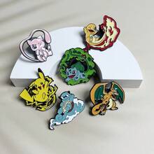 动漫徽章套装 - 宝可梦珐琅金属胸针装饰，可作服装和背包配饰 - 杰尼龟、皮卡丘，创意礼物 - 彩色 - 查看 5