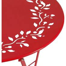 Conjunto de mesa y sillas plegablesAlpine Corporation Juego de Bistró de 3 Piezas para Interiores/Exteriores con Mesa y Sillas Plegables Asientos de Patio Rojo - ROJO - Ver 10