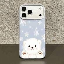 Polar Bear Snowflakes Pattern Phone Case, Compatible with Samsung phone cases,  17,  16 Pro Max,  15 Pro Max,  13, and  12. Made of TPU material, providing shock and drop protection. It's a great gift for family, friends, winter lovers, birthdays, and the holiday season.,phone case,christmas,phone cases, case, 17 pro case,noël, 17 pro max case, 16 case, 48 pro case,christmas phone case,christmas decor,coque de téléphone,cute phone case - Blanco - Ver 4