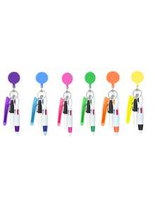 4 piezas Juego de bolígrafos de enfermera, incluye: 1 bolígrafo resaltador, 1 bolígrafo marcador, 1 bolígrafo retráctil, 1 portanombres con clip retráctil, adecuado para la temporada de regreso a clases - Multicolor - Ver 9