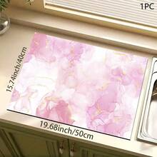 1pc Pink Marble Pattern Printed Absorbent Mat/Drying Mat For Coffee Maker, Dishes - Absorbent Polyester Desktop Protective Mat With Rubber Anti-Slip Pad, For Kitchen Counter Decor, Home Bar And Dining Table - Multicolor - View 10