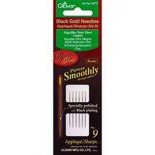 Clover Black Gold Applique Sharps Needles-Size 9 6 Pkg - negrodorado - Ver 5