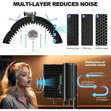 Professional Studio Recording Microphone Isolation Shield Pop Filter High Density Absorbent Foam Is Used To Filter Vocal. Suitable For Blue  And Other Condenser Microphones AO-504 With Stand - AO-504 附支架 - 查看 3