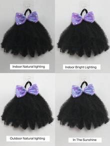 1pc Kids Marley Kinky Bulk For Hair Girl With Elastic Afro Puff Soft Hair Luxury Kids Hair Buns - Natural Black - View 7