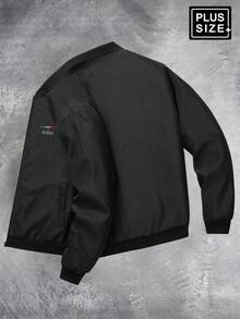 Plus Size Men's Lightweight Jacket - Casual Streetwear Style, Comfortable Loose Fit, Versatile Outerwear For All Seasons - Black - View 3