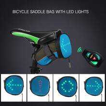 1 pieza Bolsa de cola de bicicleta LED con control remoto inalámbrico, adecuada para ciclismo - Azul - Ver 5