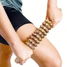 Yoga Meridian Rod Shaft Whole Body Massage Roller, 9 Rollers Wooden Massager Handheld Roller Stick Trigger, Pounded Waist Back Massage Neck Leg Wooden Massager, Body Back Wood Therapy Curved Roller For Maderoterapia, Lymphatic Drainage, Cellulite Massage, Natural Muscle Massage Stick Tool For Massage And Relaxation - Nhiều màu - Xem 3