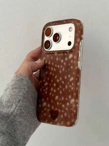 Autumn/Winter Ins Warm Brown & Beige Spotted Matte Phone Case Compatible With IPhone 17 Pro Max Apple 17 New 15 Pro Full Coverage 16 Soft Shell 16 Pro Max Protective Cover 14 Women's Niche 18 18 Pro Max - Brown - View 2