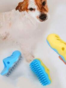 1pc Pet Grooming Massage Brush, Bath Brush - Can Be Used For Bathing And Chewing/Playing