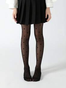 2/1 双女童紧身裤，婴儿紧身裤，儿童紧身裤，薄款爱心提花无脚紧身裤，网眼紧身裤，黑色，粉色，纯色，学院风可爱款，儿童舞蹈裤，柔软舒适春夏季，适合日常、四季、派对，可搭配裙子、短裤，可用作舞蹈袜 - 彩色 - 查看 12