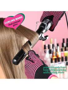 1pc Universal Heat Resistant Silicone Grip Styling Glove, Ensures Use Of Hair Styling Tools - Hot Pink - View 4