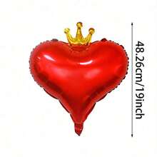 6个皇冠和心形气球，19英寸漂浮气球，适用于婚礼装饰、母亲节、求婚、拍照道具、室内/室外装饰、新娘送礼会、生日等各种场合。 - 紅色 - 查看 7