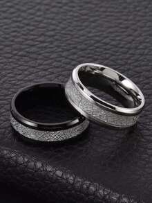 男士霜纹不锈钢戒指，树枝纹理，时尚朋克街头风配饰，哥特派对装饰，男士日常穿搭点缀，圣诞节，新年，情人节节日礼物 - 戒指 - 查看 10