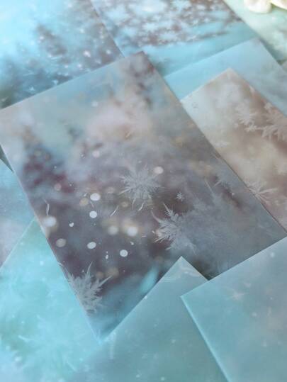 20pcs/1pack Winter Frost Forest PET Stickers Set - Transparent Aesthetic Scrapbooking Journal Decor Supplies