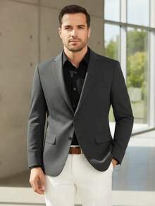 CAMISARIA COLOMBO Men's Linen Tailored Blazer - Dark Grey - View 20