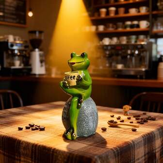 1 st grodfigur, kaffetemadekor, dekoration för kaffeälskare, hartskonst, lämplig för hemmet, vardagsrummet, sovrummet, kaféet
