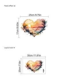 心形海景墙贴，适用于酒店、民宿、办公室、卧室、客厅、餐厅、浴室，可移除PVC墙贴 - 彩色 - 查看 10