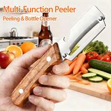 Stainless Steel Multipurpose Kitchen Vegetable Peeler, Cutter Perfect For Vegetables And Fruits, With Bottle Opener, Ergonomic Handle - Silver - View 2