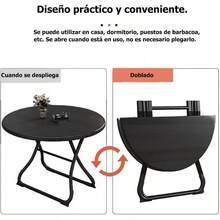 Conjunto de mesa y sillas plegablesSet de Mesa Redonda Plegable - Mesa Portátil para Interior y Exterior con Marco de Metal Resistente Mesa Versátil Ajustable para Terraza Jardín Comedor y Eventos Sillas no incluidas 68 * 68 * 75 - negro - Ver 3