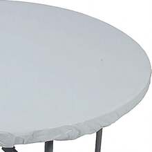 Conjunto de mesa y sillas plegables cubierta de mesa de plástico Stay Put redonda 60-Inch color blanco - blanco - Ver 5