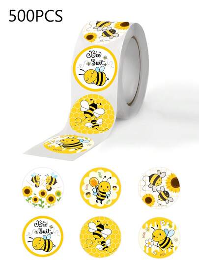 500 pegatinas de abeja, 6 estilos de pegatinas de abeja, adecuadas para fiestas, paredes, scrapbooking, sobres, tarjetas de cumpleaños y de felicitación, Pascua, primavera, decoraciones de vuelta al colegio
