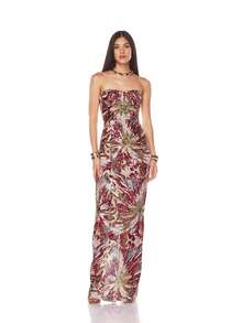 Bernatova 女士性感优雅无肩带亮片刺绣长款晚礼服，适合正式晚宴、婚礼宾客、红毯活动、情人节、生日、鸡尾酒会、返校舞会、俱乐部活动等场合。 - 彩色 - 查看 2